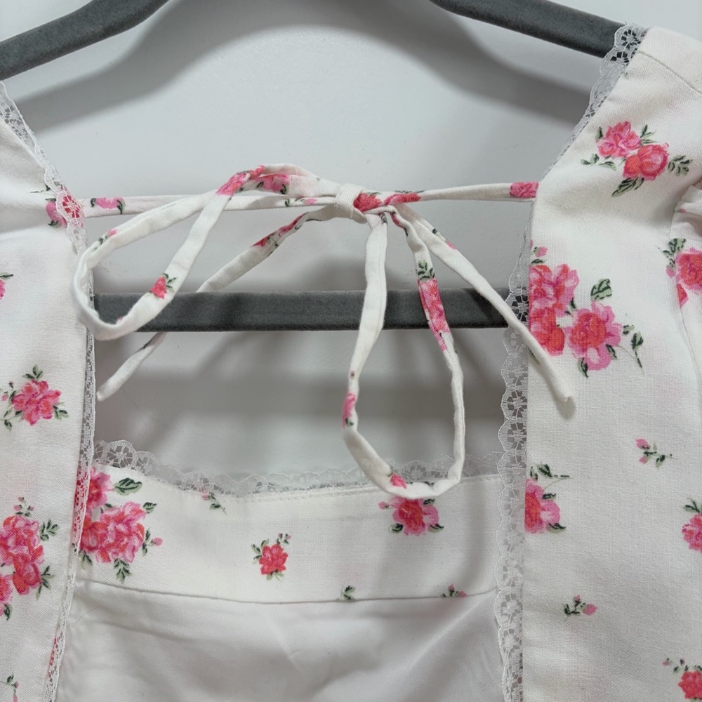 Altar’d State NWOT‎ Lucia Mini Dress size XL White Puff Sleeve Ditsy Floral - Picture 7 of 16